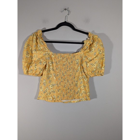 NWT Bloomfield Yellow Floral Crop Top Women Size M - Picture 2 of 7
